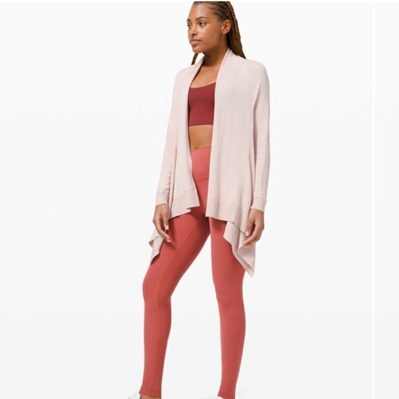 Lululemon Cashlu Knit Wrap cardigan Sweater cashmere blend Pink Bliss  S/XS - Picture 5 of 7